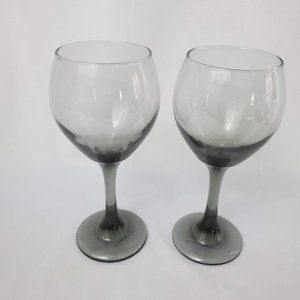 Greenbrier International Smoke Wine Glasses Set 2 New #254066 13.5 oz